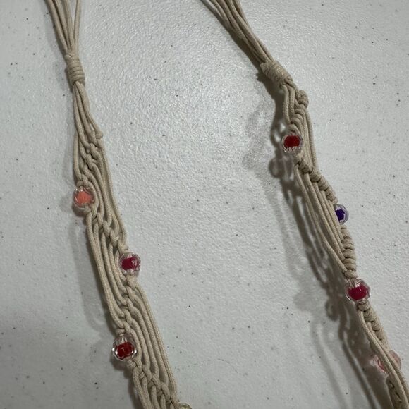 Handmade Macrame Beaded Belt | Boho Hippie Waist Sash | Colorful Rope Knot Tie main image 7